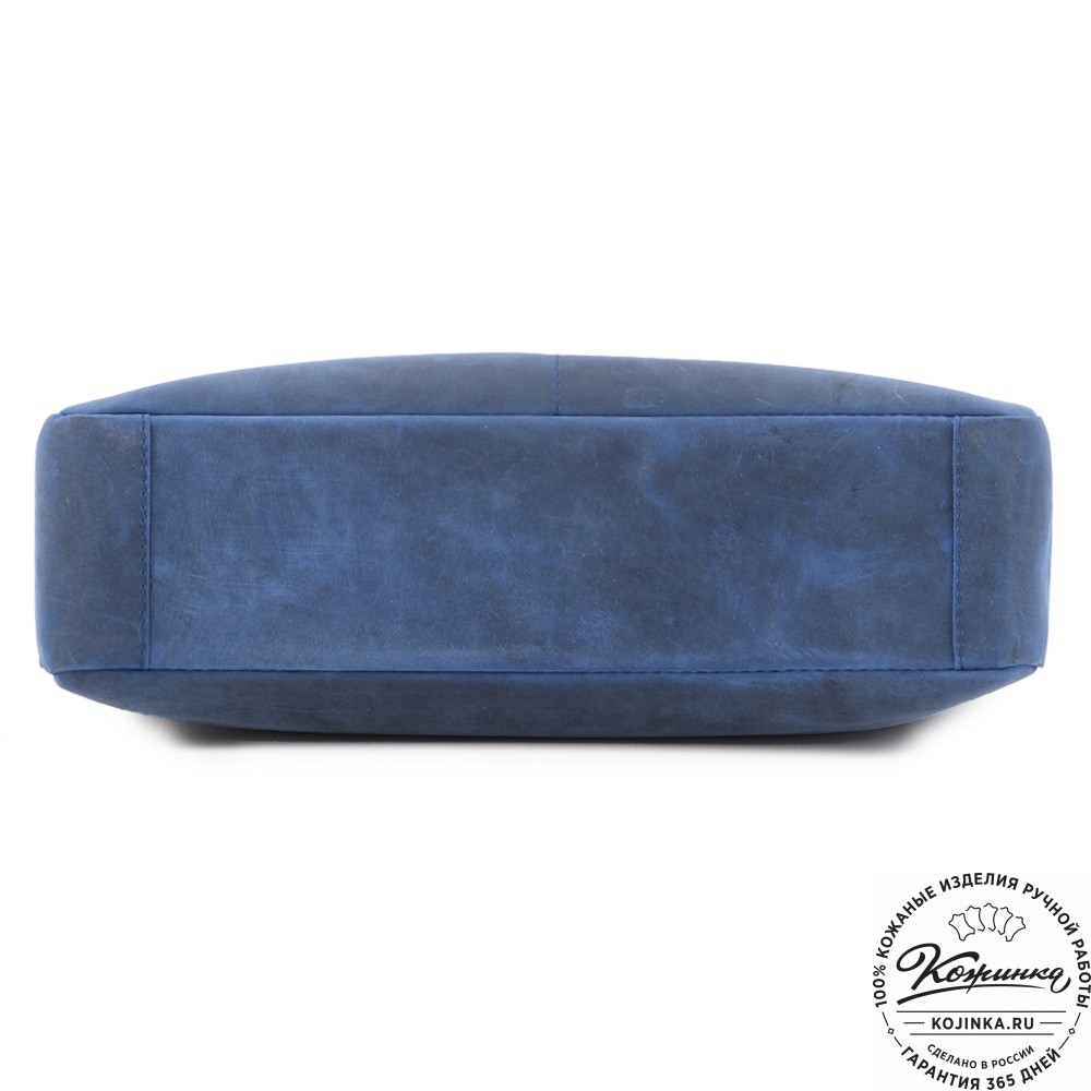 Кожаная деловая сумка "Марк" (синий крейзи)